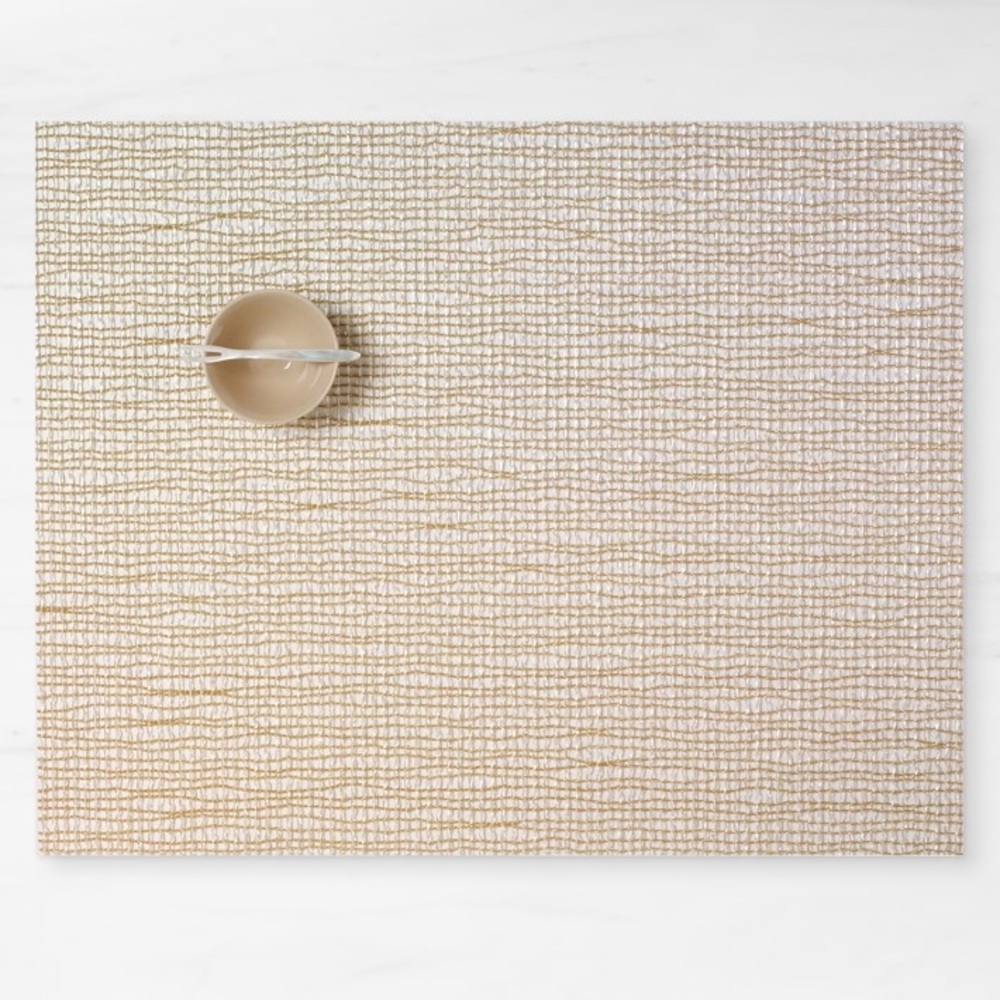New Chilewich Lattice Placemats, Gold Metallic Woven Washable, Easy Care Casual